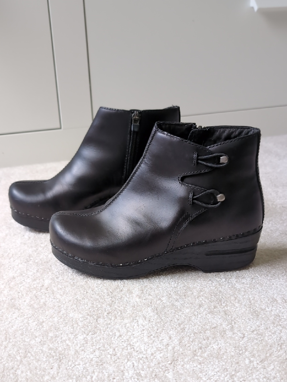 Dansko Black Leather Clog Boots